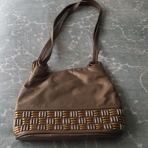 Bronze/gold leather studded purse